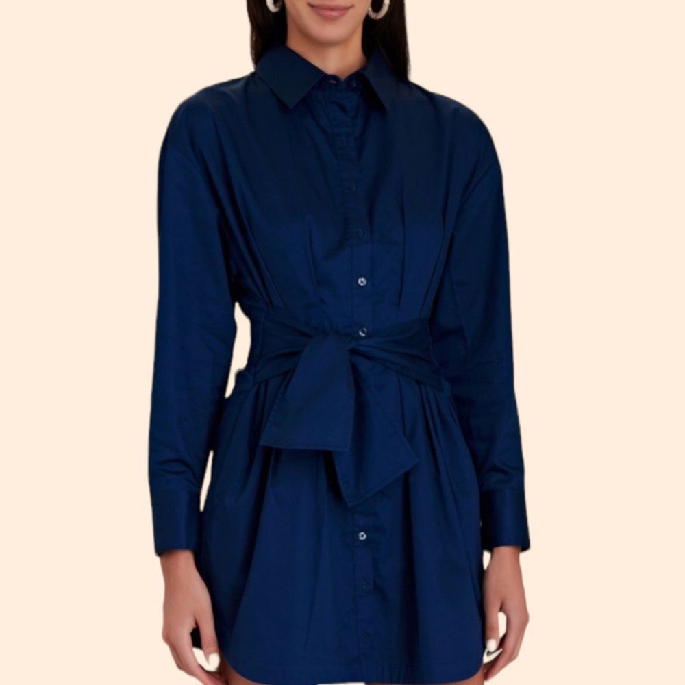 Intermix Fleur Navy Blue Tie Dress